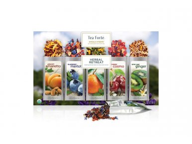 Tea Forté - Coffret de Thé Single Steeps Herbal Retreat - contient 15 Pyramides