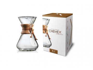 Chemex Cafetière Verre 10 tasses - Poignée Bois - 1,25 L