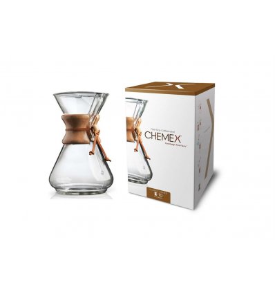 Chemex Cafetière Verre 10 tasses - Poignée Bois - 1,25 L