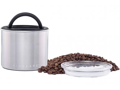 AirScape Boite Conservatrice Café en Inox Finition Inox brossé - Breveté mise sous vide Air -Volume 900 ml - Contenance 250 g