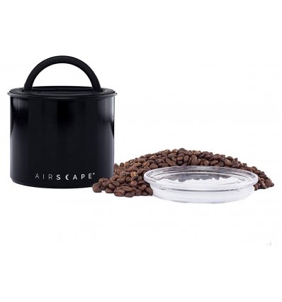 AirScape Boite Conservatrice Café en Inox Laqué Noir - Breveté mise sous vide Air -Volume 900 ml - Contenance 250 g