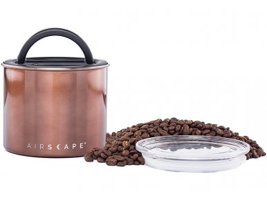 AirScape Boite Conservatrice Café en Inox finition Mocha - Breveté mise sous vide Air -Volume 900 ml - Contenance 250 g