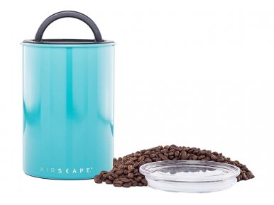 AirScape Boite Conservatrice Café en Inox Laqué Turquoise - Breveté mise sous vide Air -Volume 1,9 L - Contenance 500 g