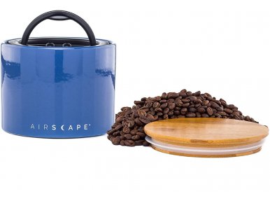 AirScape Boite Conservatrice Café en Céramique émaillée Bleu - Breveté mise sous vide Air -Volume 900 ml - Contenance 250 g