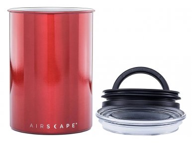 AirScape Boite Conservatrice Café en Inox Laqué Rouge - Breveté mise sous vide Air -Volume 1,9 L - Contenance 500 g